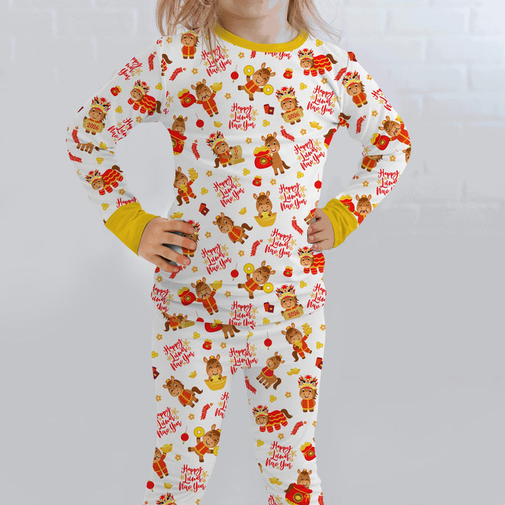 Year of the Horse Two Piece Long Sleeve Pajama Set