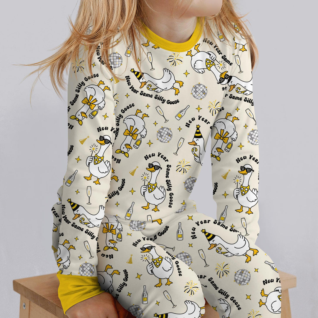 New Year Silly Goose Two Piece Long Sleeve Pajama Set