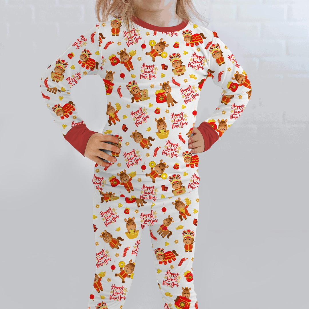 Year of the Horse Two Piece Long Sleeve Pajama Set