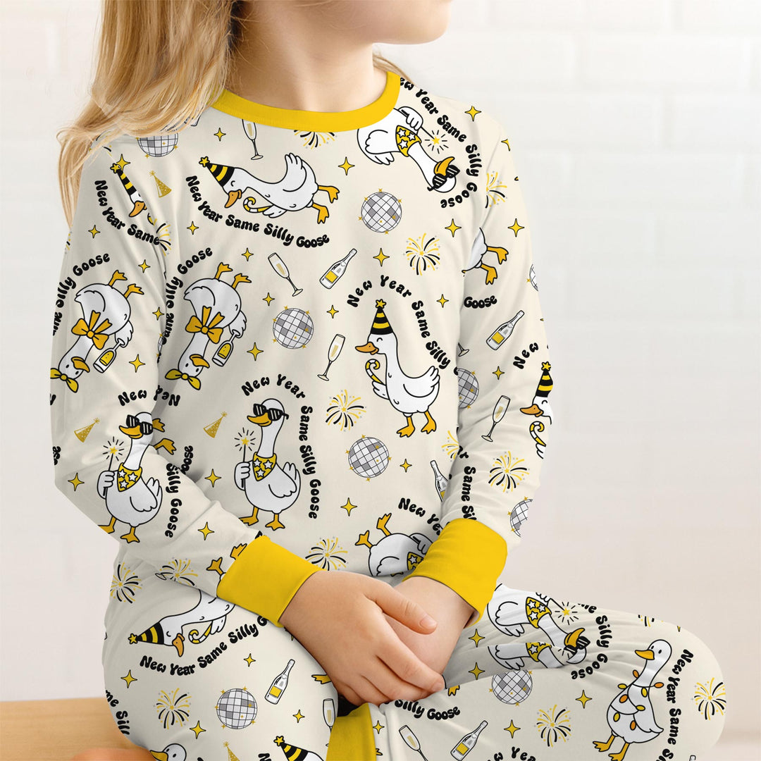 New Year Silly Goose Two Piece Long Sleeve Pajama Set