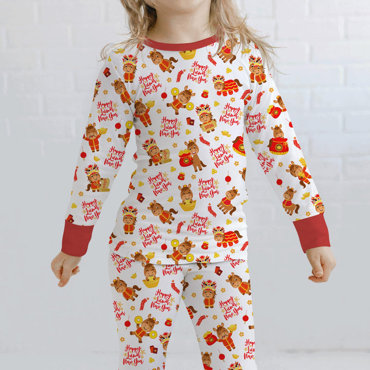 Year of the Horse Two Piece Long Sleeve Pajama Set
