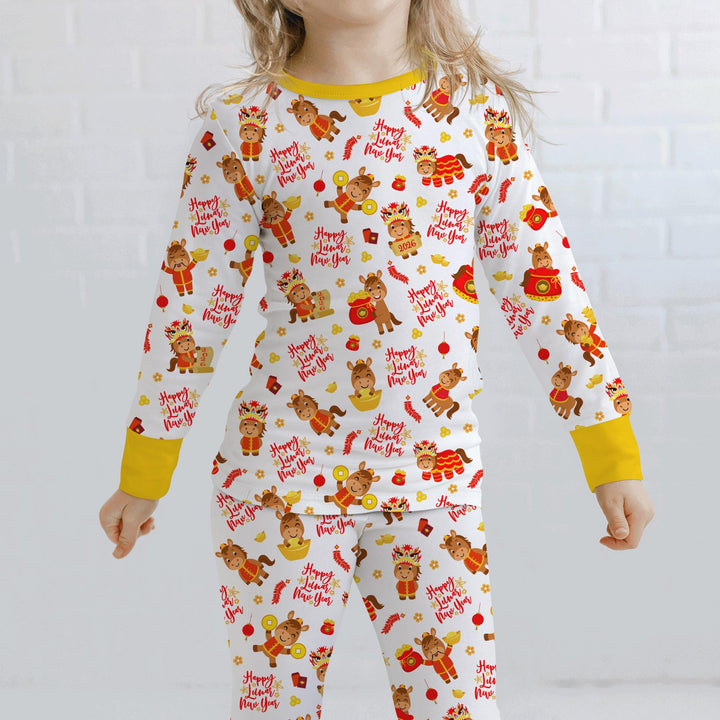 Year of the Horse Two Piece Long Sleeve Pajama Set