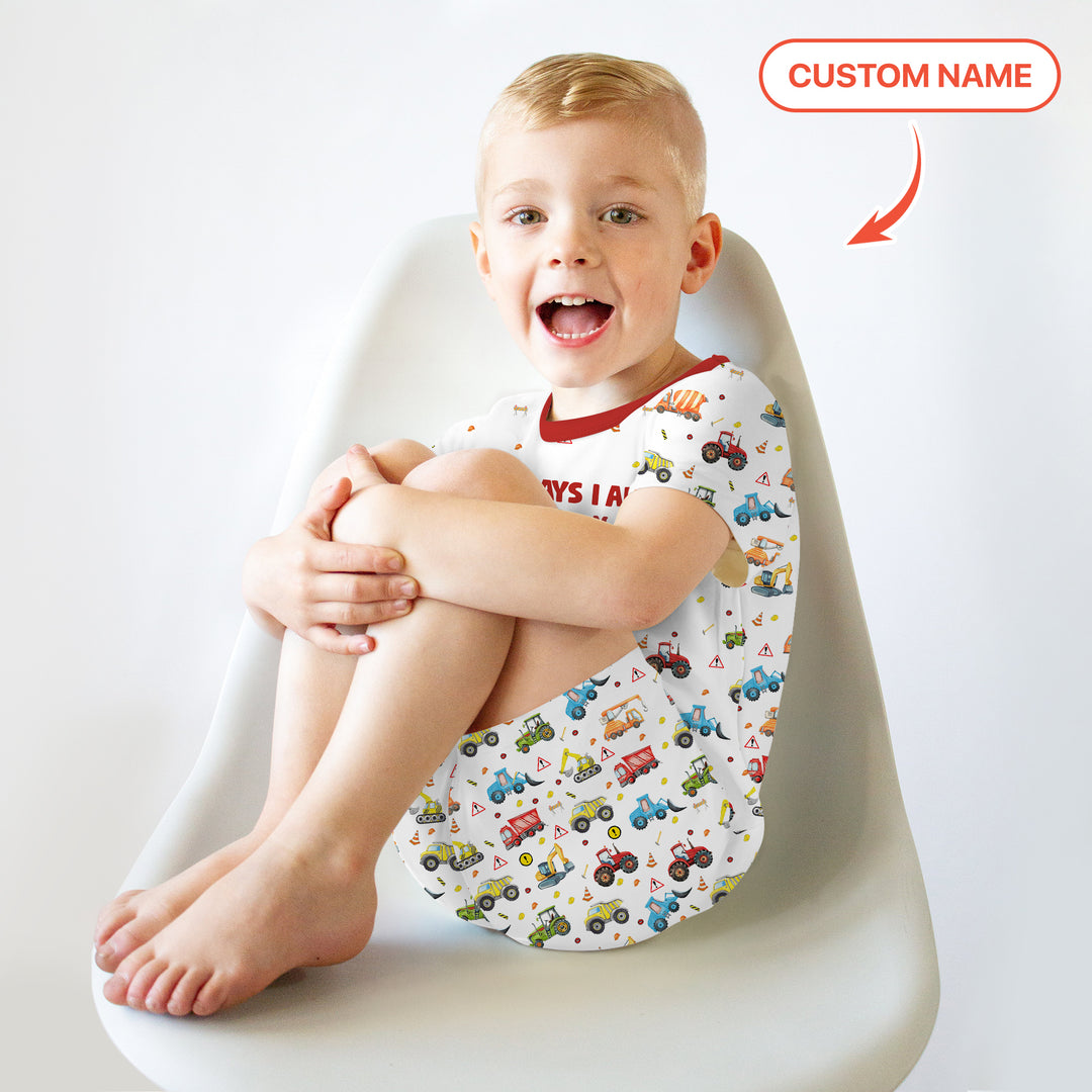 God Says I Am Custom Name Construction Two Piece Short Sleeve Shorts Pajama Set