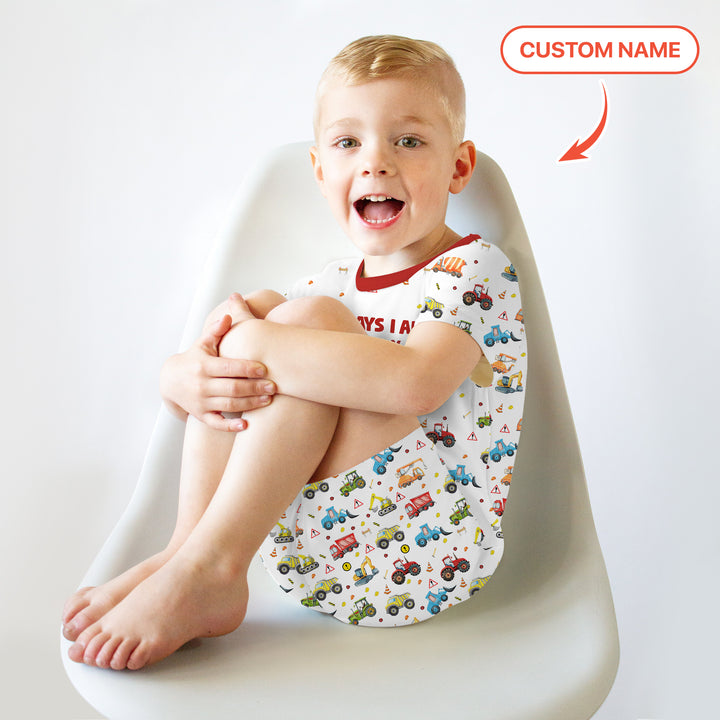 God Says I Am Custom Name Construction Two Piece Short Sleeve Shorts Pajama Set
