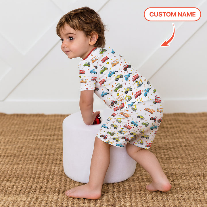 God Says I Am Custom Name Construction Two Piece Short Sleeve Shorts Pajama Set