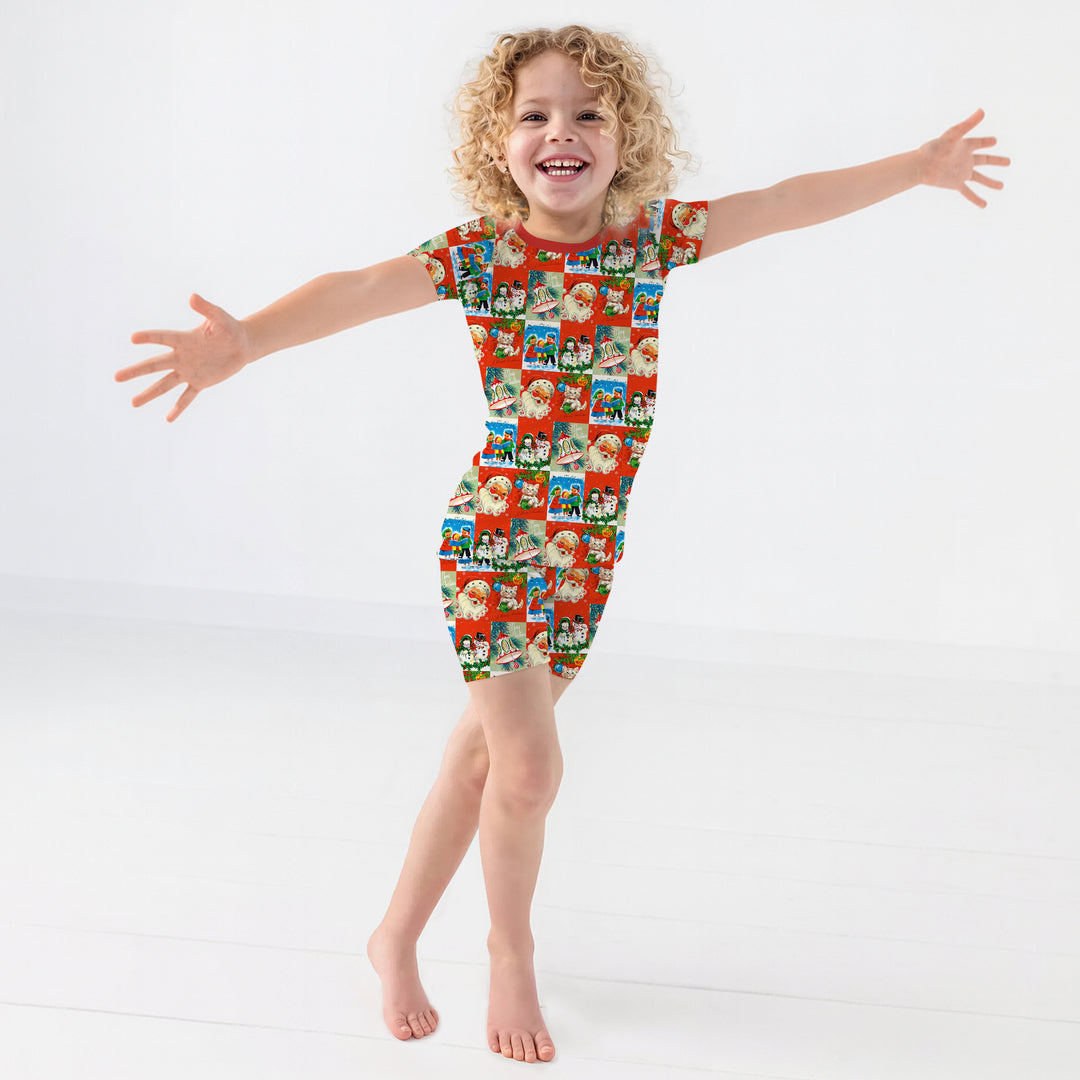 Vintage Holiday Joy Two Piece Short Sleeve Shorts Pajama Set
