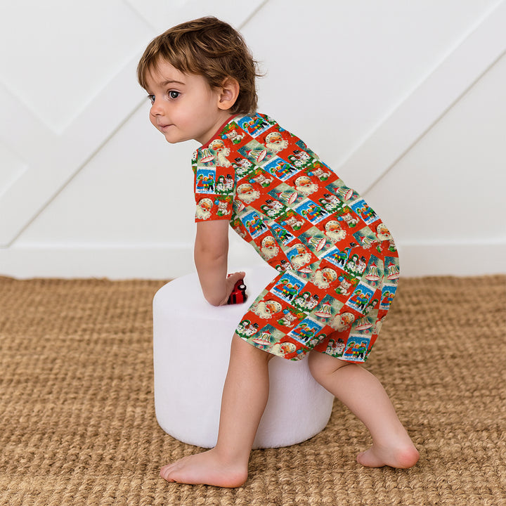 Vintage Holiday Joy Two Piece Short Sleeve Shorts Pajama Set