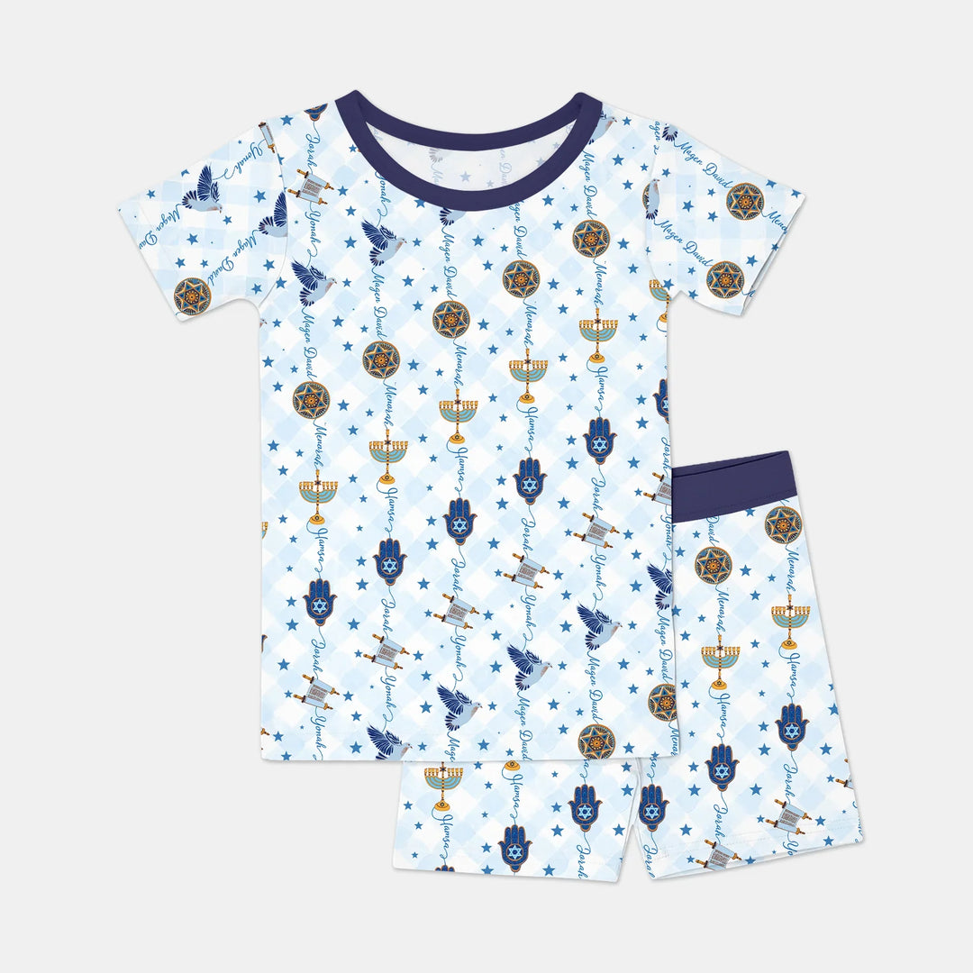 Hanukkah Festival Matching Family Two Piece Short Sleeve Shorts Pajama Set
