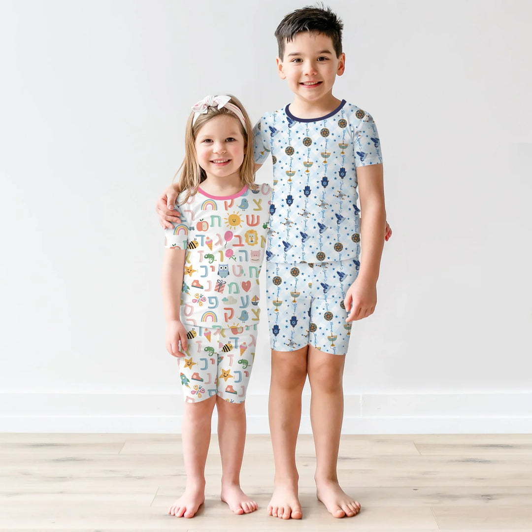 Hanukkah Festival Matching Family Two Piece Short Sleeve Shorts Pajama Set