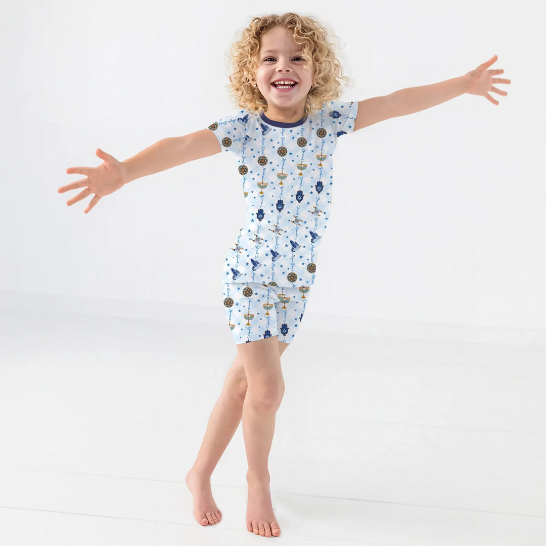 Hanukkah Festival Matching Family Two Piece Short Sleeve Shorts Pajama Set