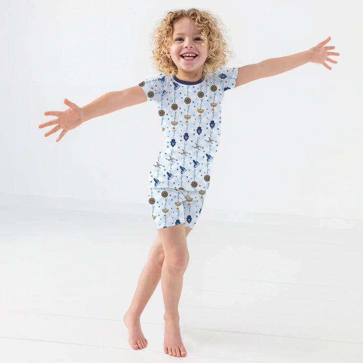 Hanukkah Festival Matching Family Two Piece Short Sleeve Shorts Pajama Set