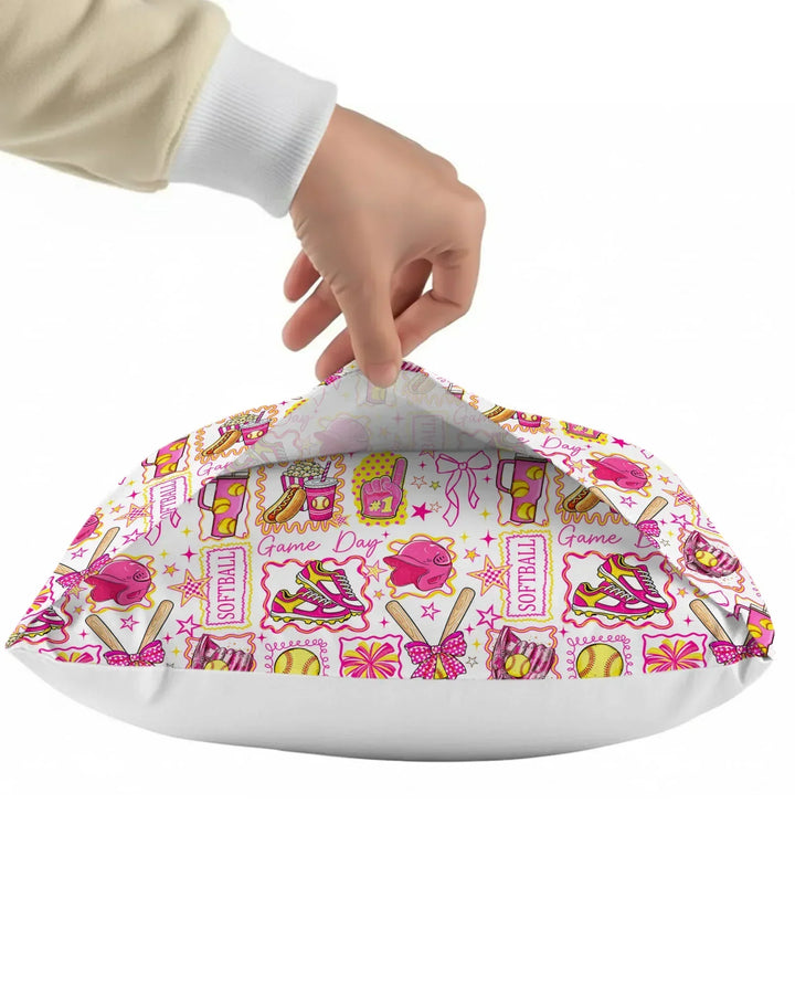 Pink Softball Game Day Bamboo Pillow Case