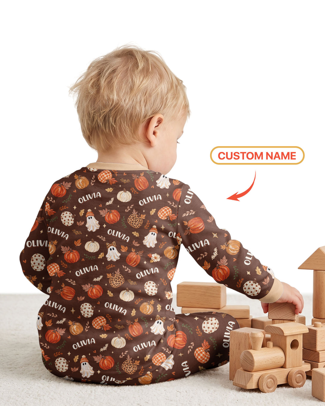 Cutest Pumpkin In The Patch Custom Name Bamboo Two Piece Long Sleeve Pajama Set