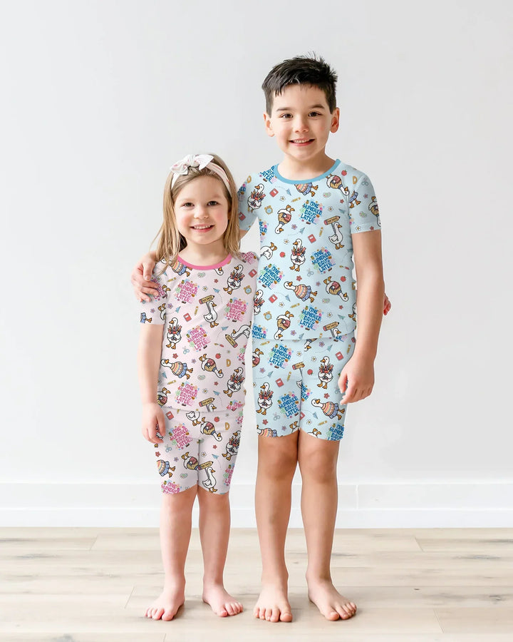 One Hundred Days Later Silly Goose Two Piece Short Sleeve Shorts Pajama Set