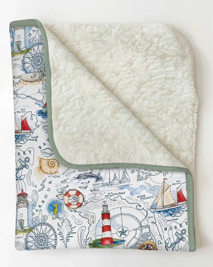 Seaside Adventure Map Bamboo Blanket