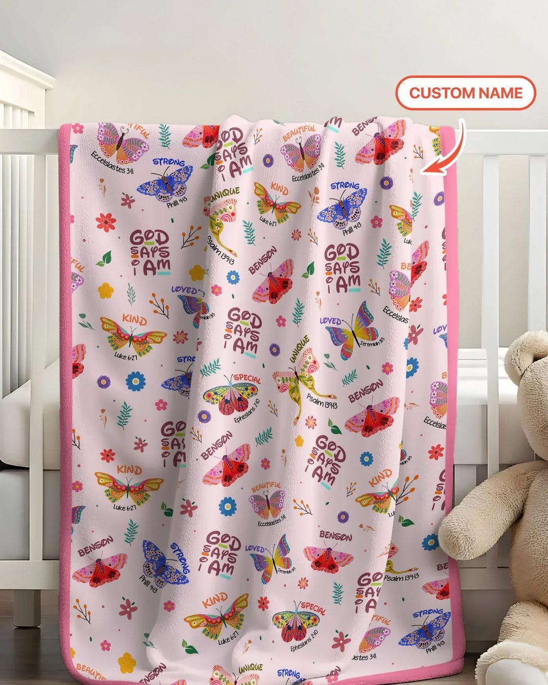 Custom Name God says I am Butterfly Bamboo Blanket