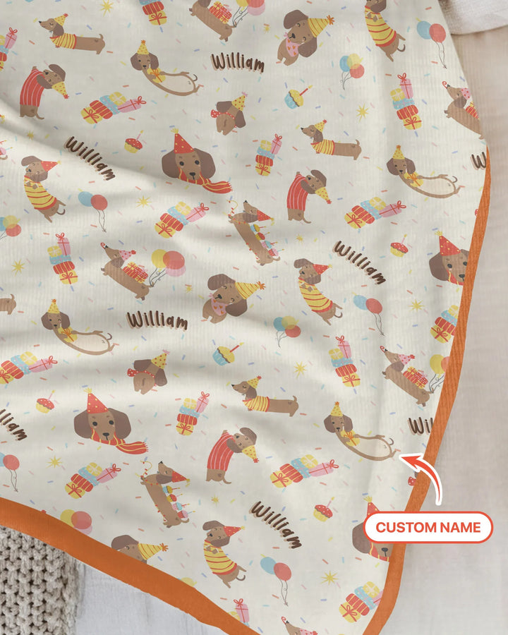 Dachshund Birthday Bamboo Blanket