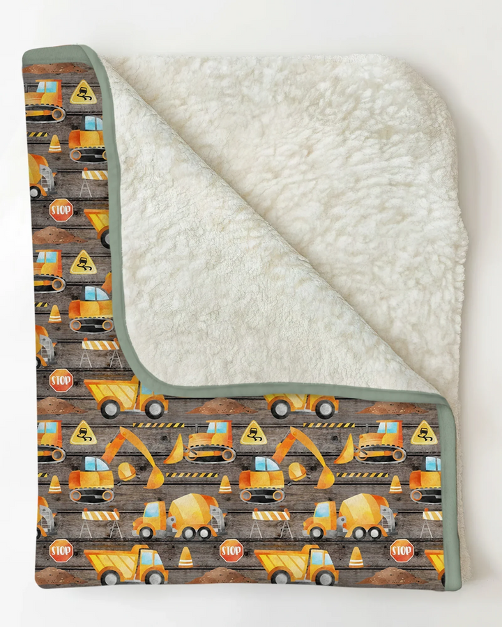 Construction Vehicles Bamboo Blanket