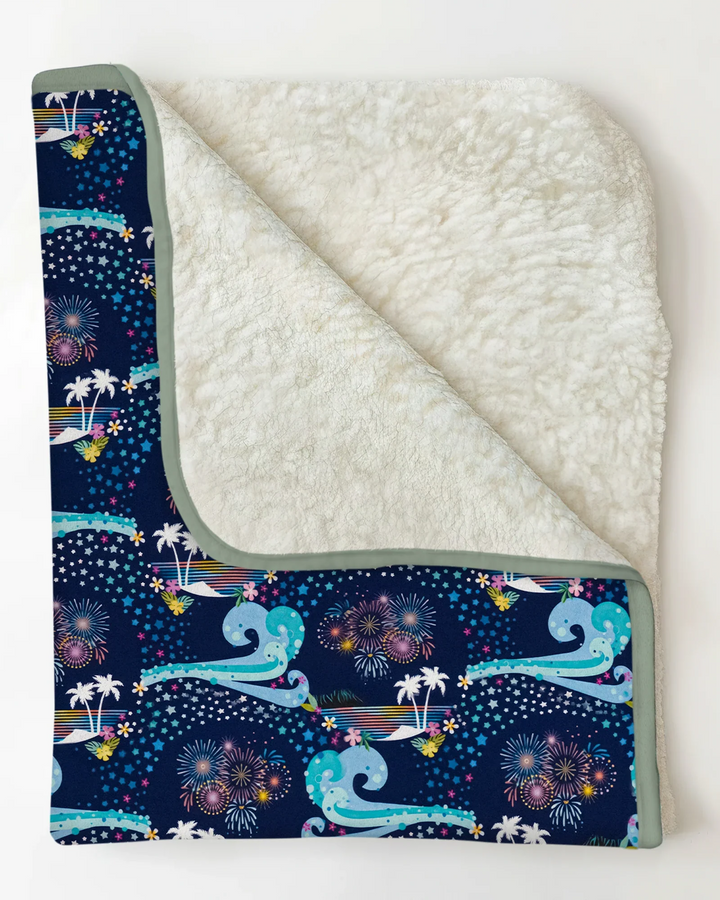 Manta de bambú «Celebración de surf bajo las estrellas»
