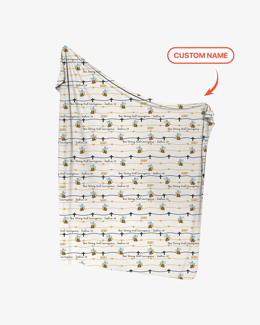 Bee Strong And Courageous Custom Name swaddle blanket