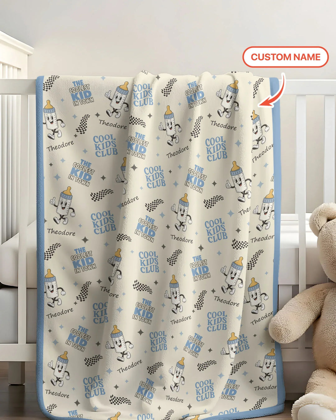 Manta de bambú a juego con nombre personalizado "Cool Club Daddy & Me"