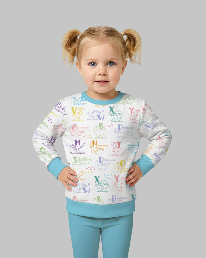 Sudadera con cuello redondo de bambú ABC con alfabeto de dinosaurios