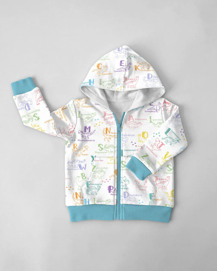 Dino Alphabet ABC Bamboo Zip Hoodie