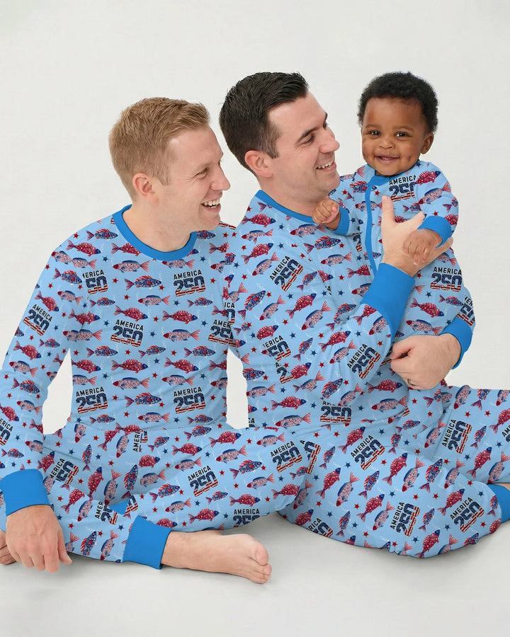 Stars and Stripes Fish Bamboo Men's Pajama Set