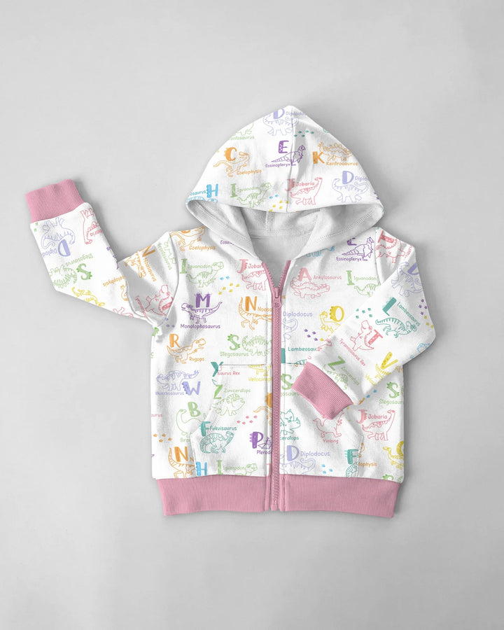 Dino Alphabet ABC Bamboo Zip Hoodie