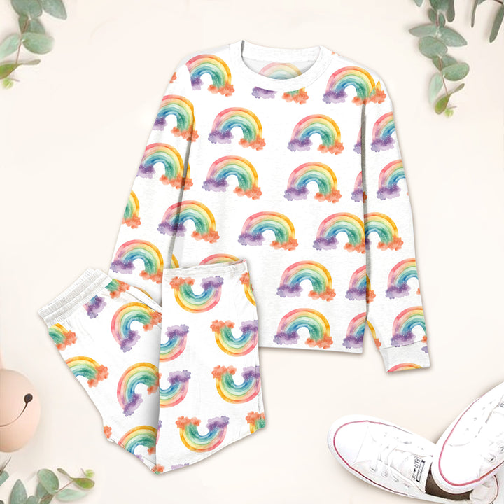 Rainbow Floral Bamboo Outfit for Kids – Soft and Vibrant