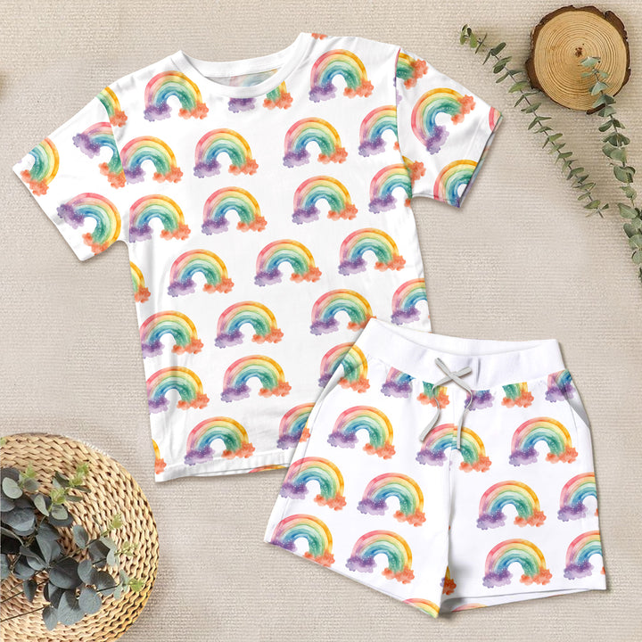 Rainbow Floral Bamboo Outfit for Kids – Soft and Vibrant