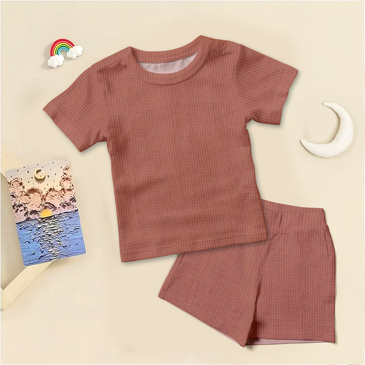 Reddish Brown Ribbed Bamboo Baby Clothing – Warm and Gentle