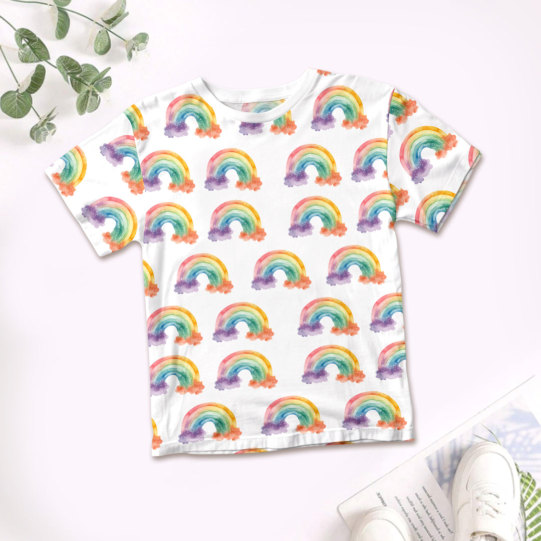 Rainbow Floral Bamboo Outfit for Kids – Soft and Vibrant