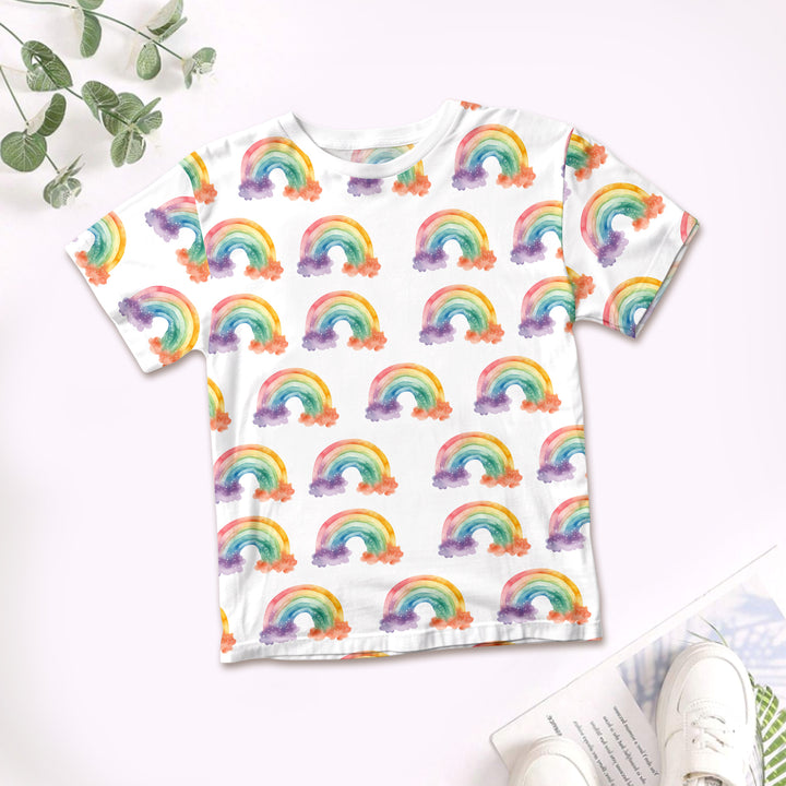 Rainbow Floral Bamboo Outfit for Kids – Soft and Vibrant