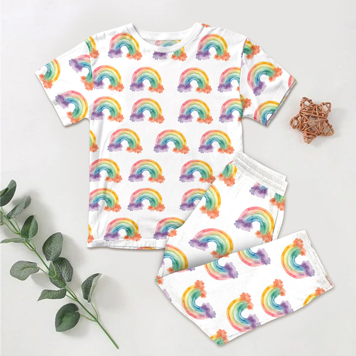 Rainbow Floral Bamboo Outfit for Kids – Soft and Vibrant