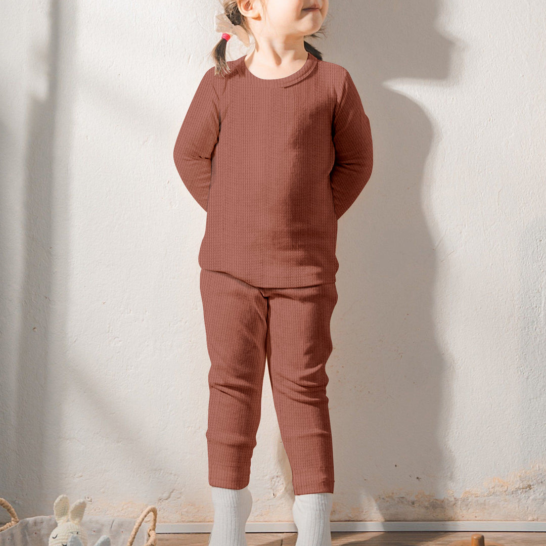 Reddish Brown Ribbed Bamboo Baby Clothing – Warm and Gentle