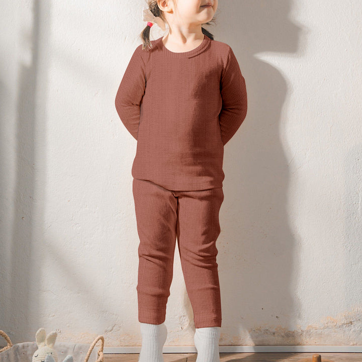 Reddish Brown Ribbed Bamboo Baby Clothing – Warm and Gentle