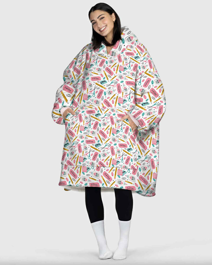 Pink Power School Supplies Bamboo Blanket Hoodie