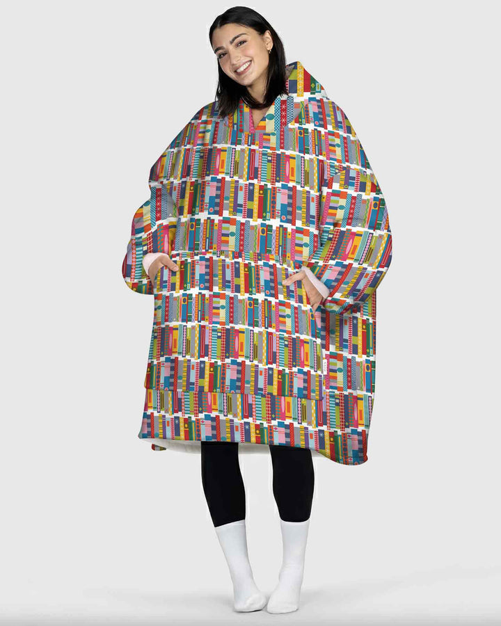 Rainbow Bookshelf Bamboo Blanket Hoodie