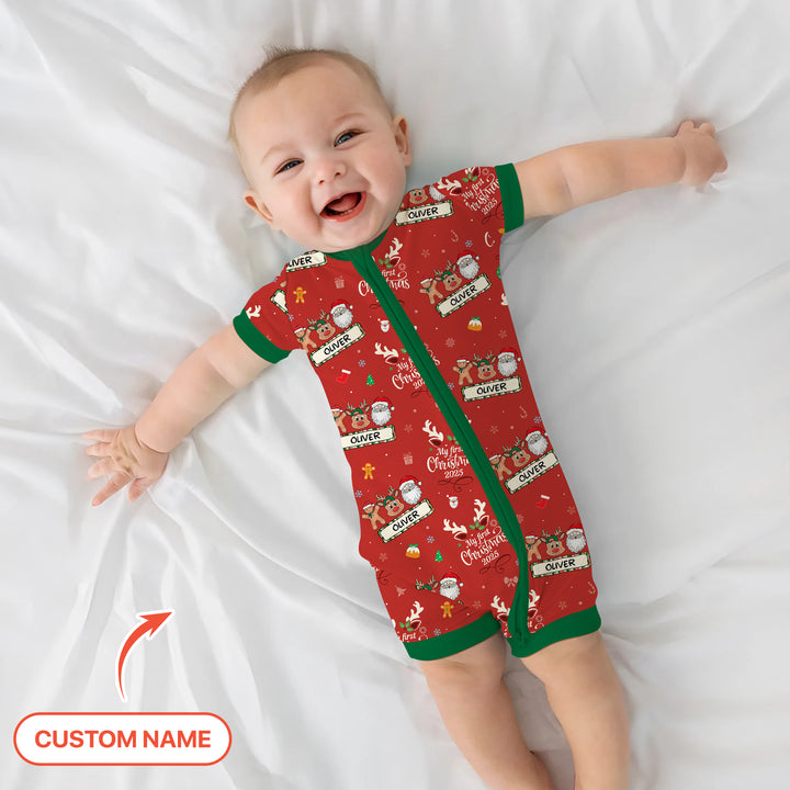 Benutzerdefinierter Name "My Deer First's Christmas" für Jungen - Shorty Zippy