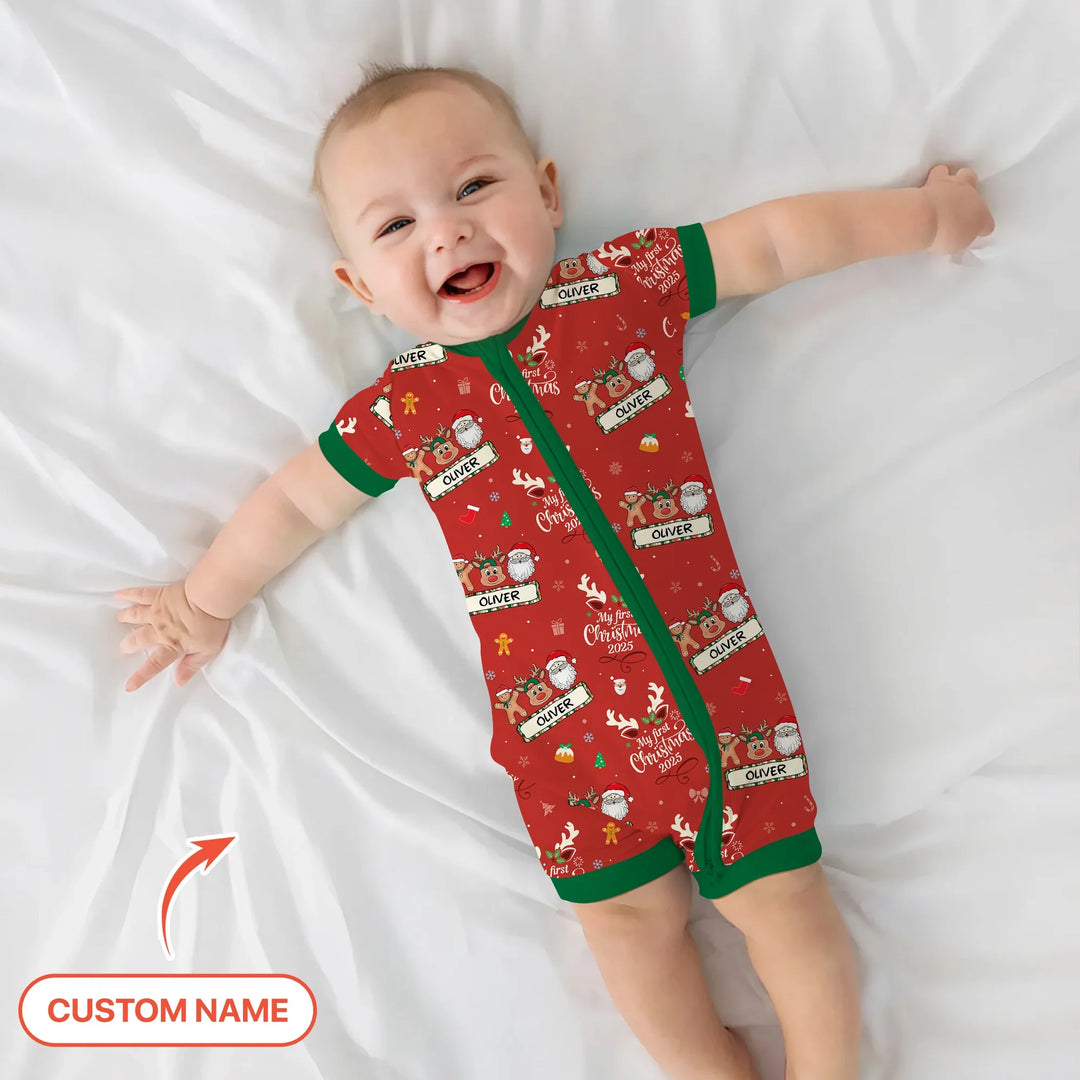 Custom Name "Merry Christmas My Deer" For Boy - Shorty Zippy , Custom Name "Merry Christmas My Deer" For Boy - Shorty Zippy - 0-3M