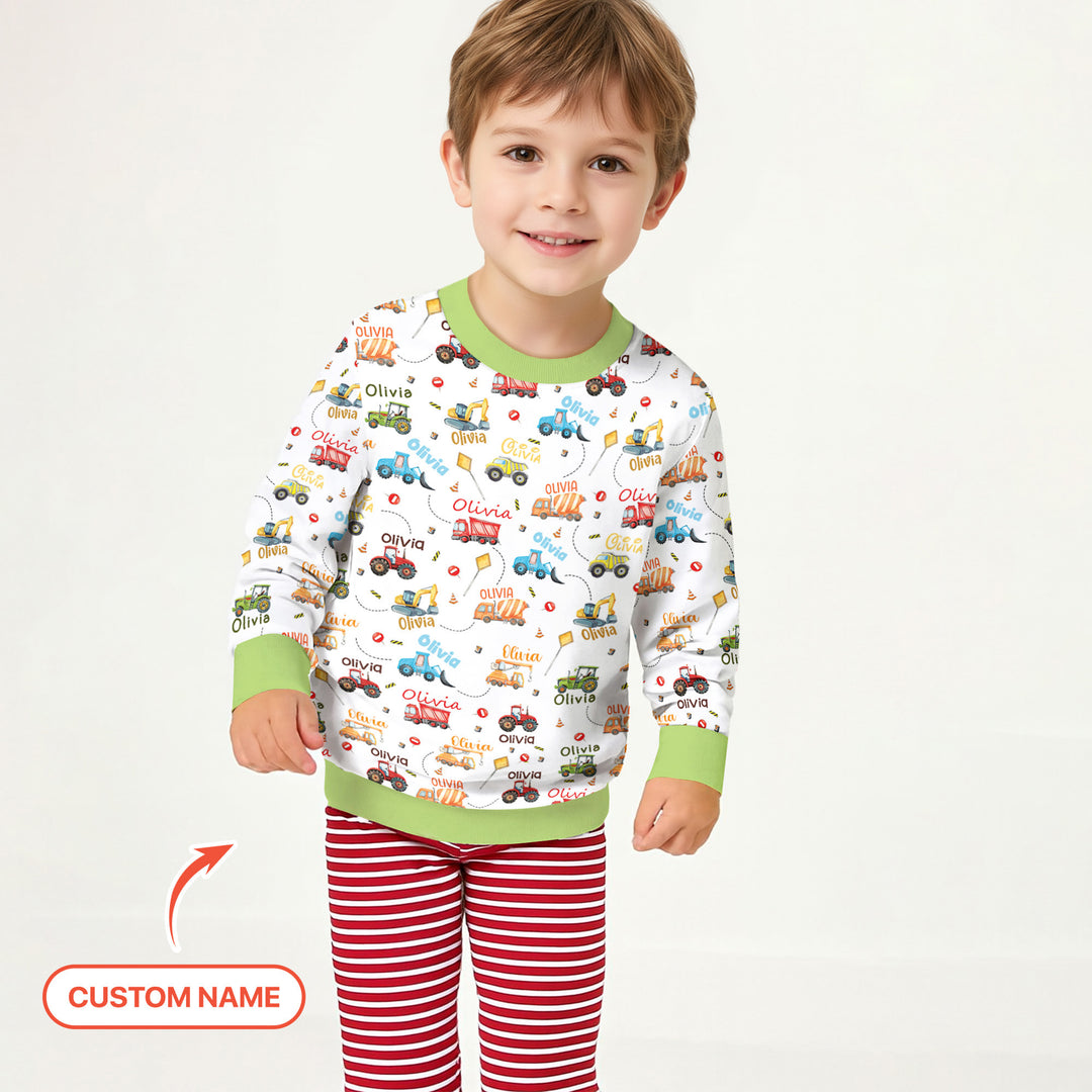 Construction Vehicles Custom Name Crewneck Sweatshirt