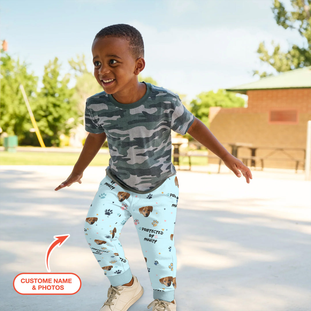 Custom Dog Photo Pattern "Protected By" Jogger