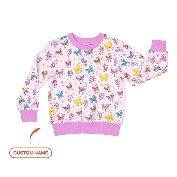 God Says I Am Girl Custom Name Crewneck Sweatshirt