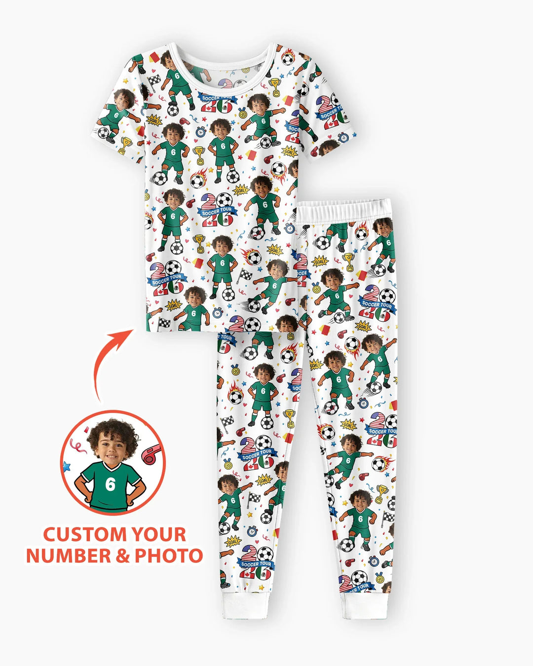 Conjunto de pijama de dos piezas de bambú de manga corta, plantilla personalizada