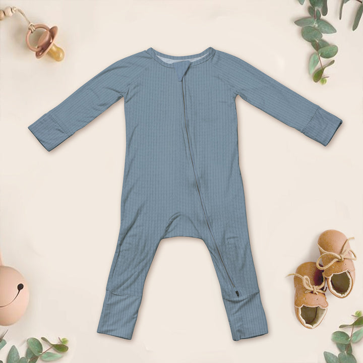 Slate Ribbed Bamboo Fabric Baby Clothing - Soft & Stretchy
