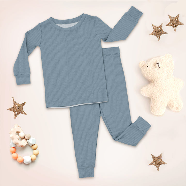 Slate Ribbed Bamboo Fabric Baby Clothing - Soft & Stretchy