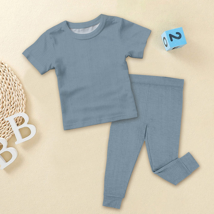 Slate Ribbed Bamboo Fabric Baby Clothing - Soft & Stretchy
