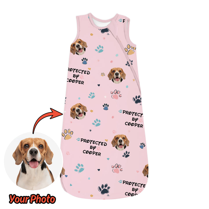 Custom Dog Photo Pattern Protected By Sleep Bag Lightweight 0.5 TOG