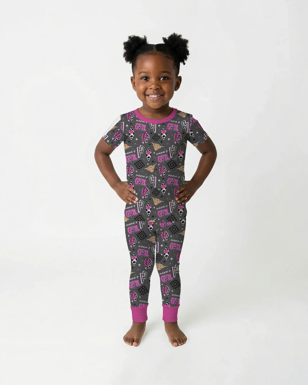 Western Mama & Me Matching  Bamboo Two Piece Short Sleeve Pajama Set